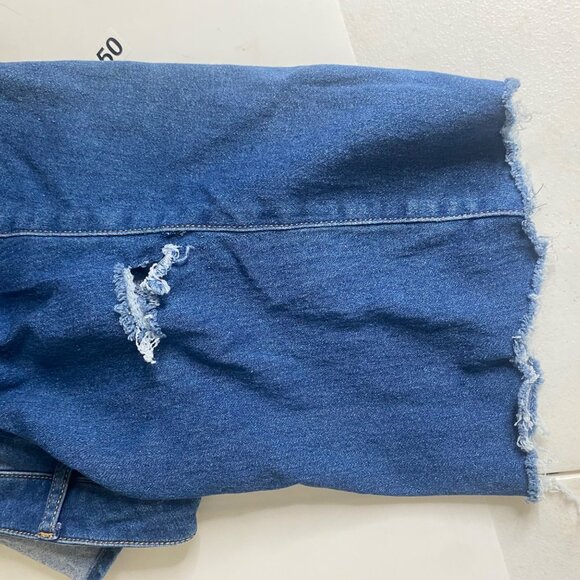 AG ADRIANO GOLDSCHMIED Denim Crop Overalls Women 16W Blue Distressed - Picture 5 of 16